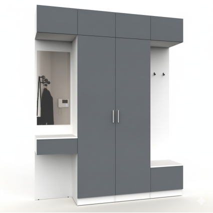 Набор мебели для прихожей "Марсель-207" МР 01-207 В2490 Ш2000 Г420 (ЛДСП Графит серый) Набор мебели для прихожей "Марсель-207" МР 01-207 В2490 Ш2000 Г420 (ЛДСП Графит серый)